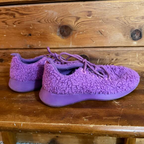 Allbirds Wool Runners Up Faux Sherpa Fuzzy Purple Lace Up Sneakers youth 3 - Picture 4 of 6